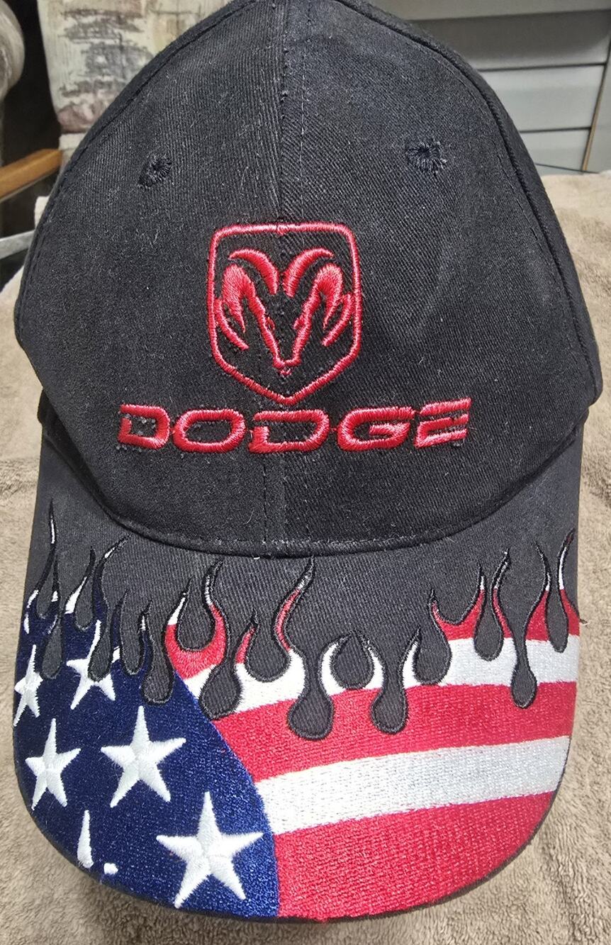 Dodge Ram American Flag Hat Cap Flames Adjustable USA Patriotic Stars Stripes
